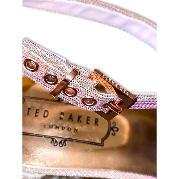 Ted Baker Sharlot Rose Gold Sparkling Stilleto Adj Ankle Strap Sandal 41 US 10.5 - Picture 4 of 12